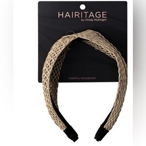 Hairitage Raffia Headband Tan Natural Twist Top | New